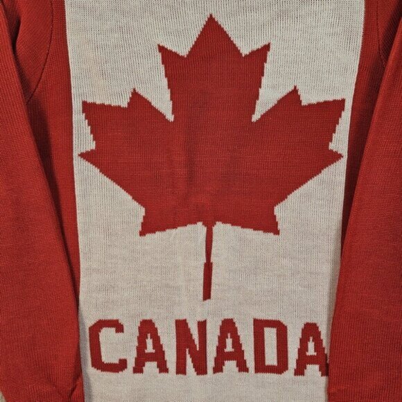 NWT Tipsy Elves Sweater Canada Spell Out Logo Red and White Pullover Mens Size S - Picture 8 of 10